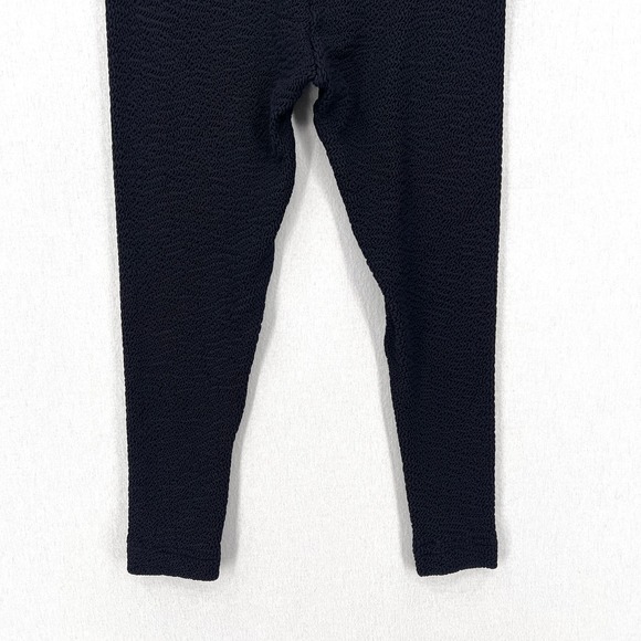 VINTAGE JANTZEN Stretch Leggings Womens 10 Black Crinkle Knit Pull On Elastic - Picture 6 of 11